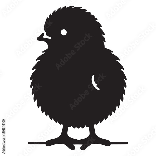 Cute Baby Chick Silhouette Vector