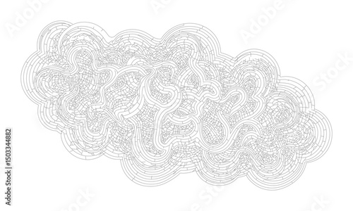 Intricate Abstract Maze of Concentric Curves and Organic Line Art Pattern background design