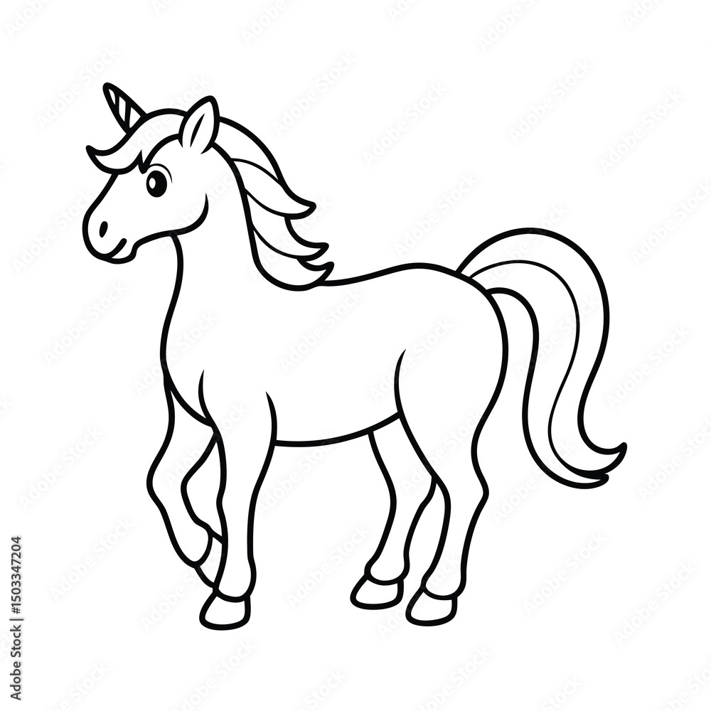 Obraz premium a unicorn horse line art coloring book illustratio