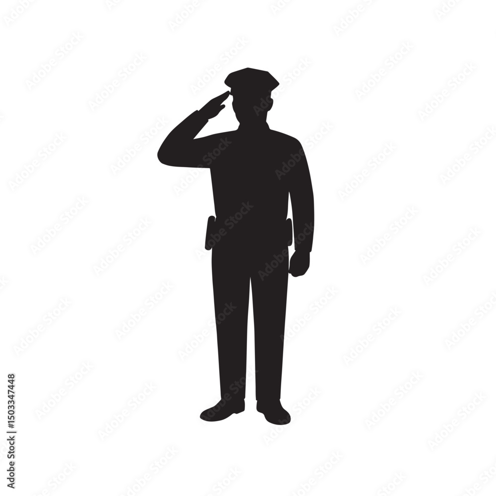Police Officer Saluting Silhouette Police Officer Saluting Silhouette
