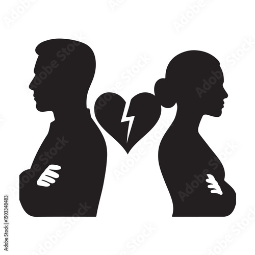 Conflict Heart Crack Silhouette