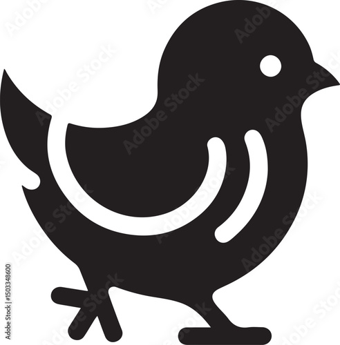 Cute Baby Chick Silhouette Vector