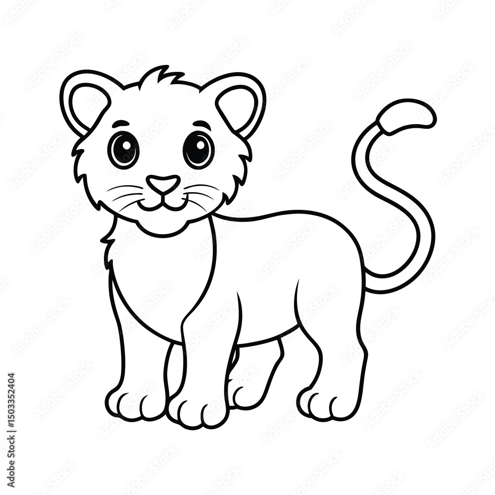 cute cartoon lion cub coloring page illustration cute cartoon lion cub coloring page illustration