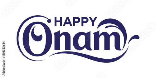 Happy Onam Festival Typography Design for Kerala Celebration .


