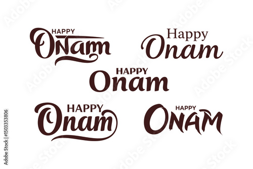 Happy Onam Festival Typography Design for Kerala Celebration .


