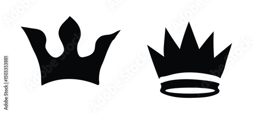 Set Hand drawn crown silhouette