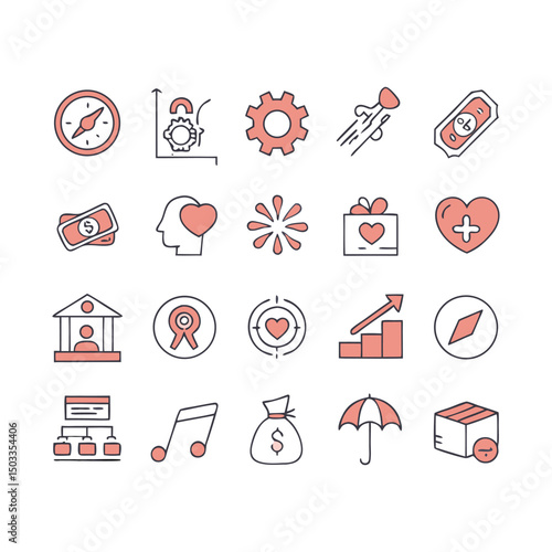 Soft Benefits Line Icons – Employee Perks, Wellness, Work-Life Balance & Rewards – Editable Stroke Vector Collection