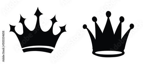 Set Hand drawn crown silhouette