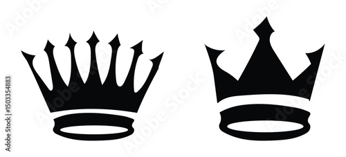 Set Hand drawn crown silhouette