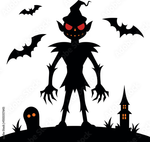 A Spooky Halloween Animated Dark Figure Shadow Man Appearance