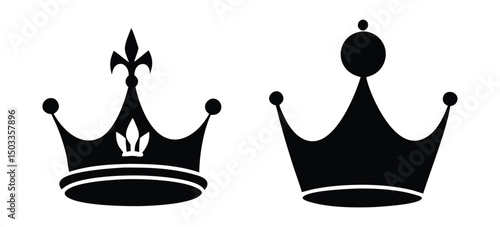 Set Hand drawn crown silhouette