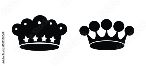 Set Hand drawn crown silhouette