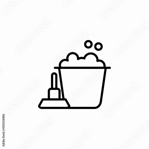 mop bucket foam cleaning icon sign vector