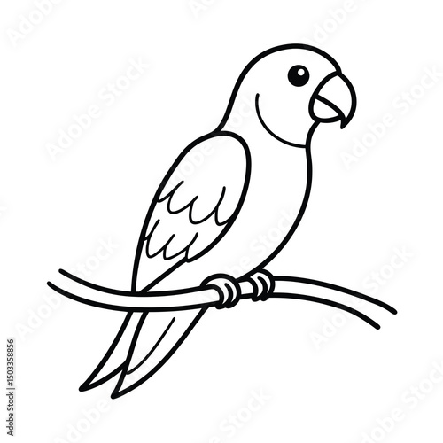 cute parrot on branch coloring page
