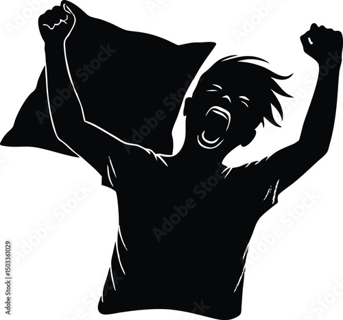 Silhouette of Person Screaming into Pillow
