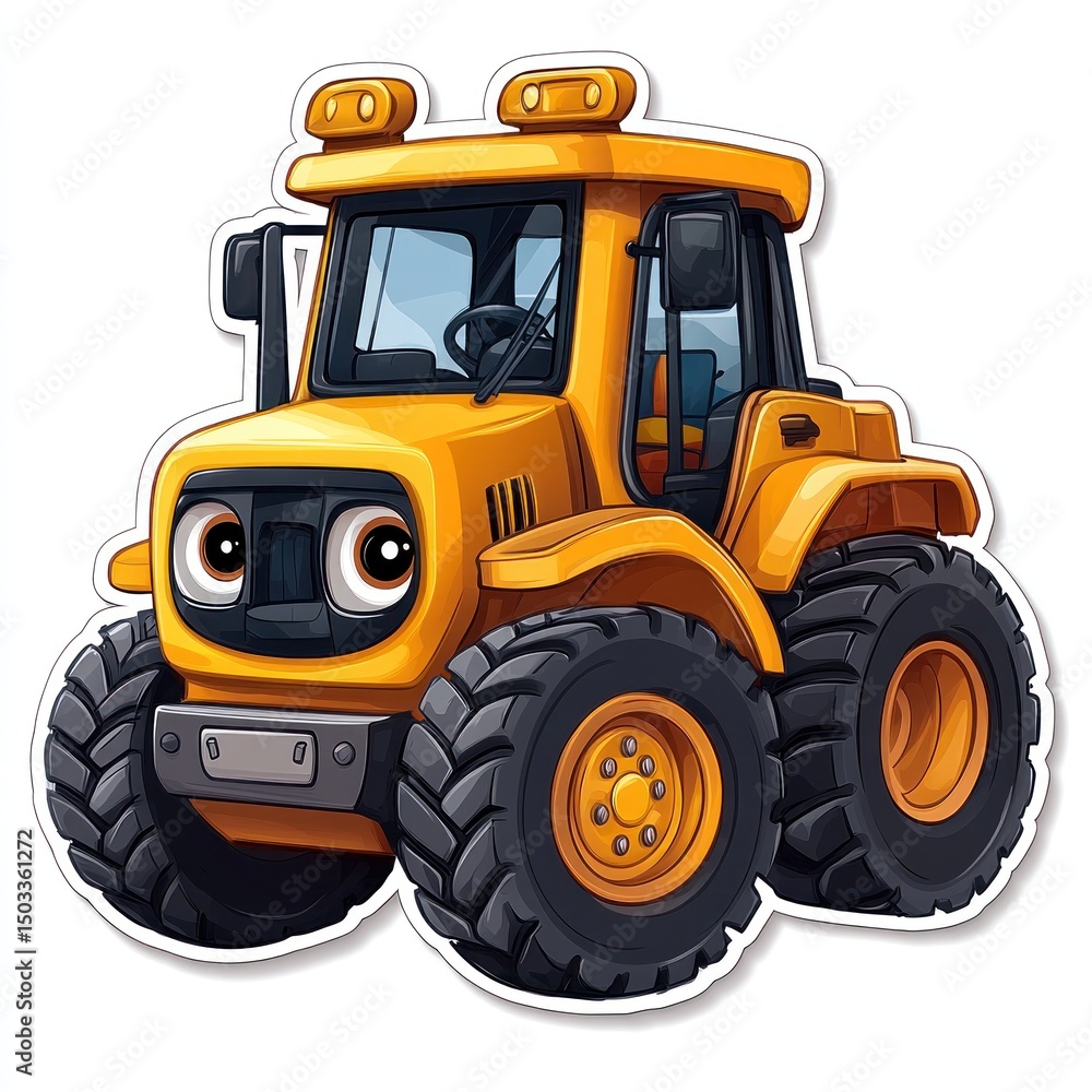 Fototapeta premium Adorable Cartoon Tractor Illustration