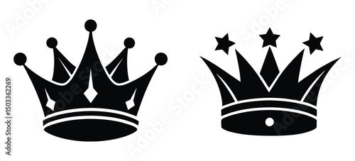 Set Hand drawn crown silhouette