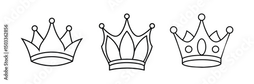 Set Hand drawn crown silhouette
