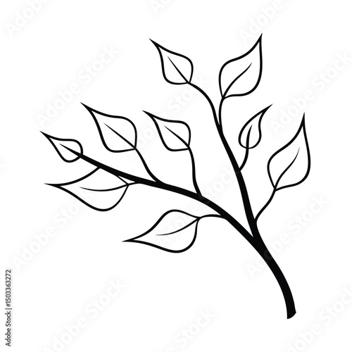 Poplar Branch with Soft Fluttering Leaves