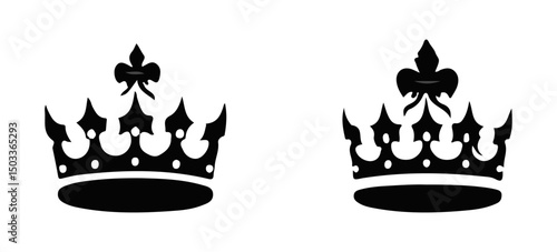 Set Hand drawn crown silhouette