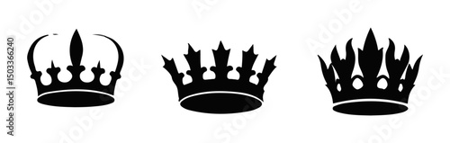 Set Hand drawn crown silhouette