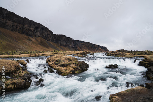 Fossálar Iceland on a cloudy day