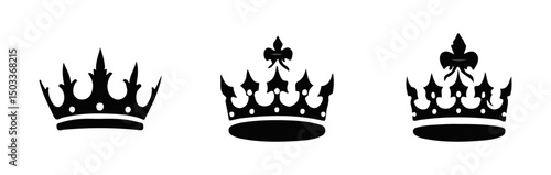 Set Hand drawn crown silhouette