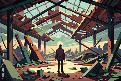 Houses blown away by the wind