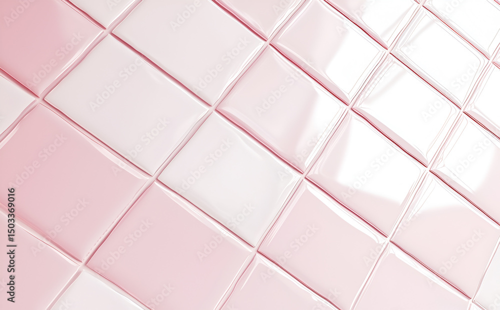 Pink and white glossy tile pattern background Pink and white glossy tile pattern background