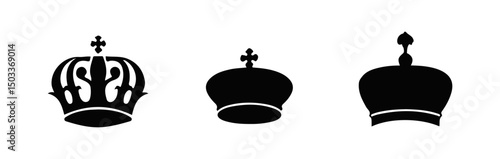Set Hand drawn crown silhouette