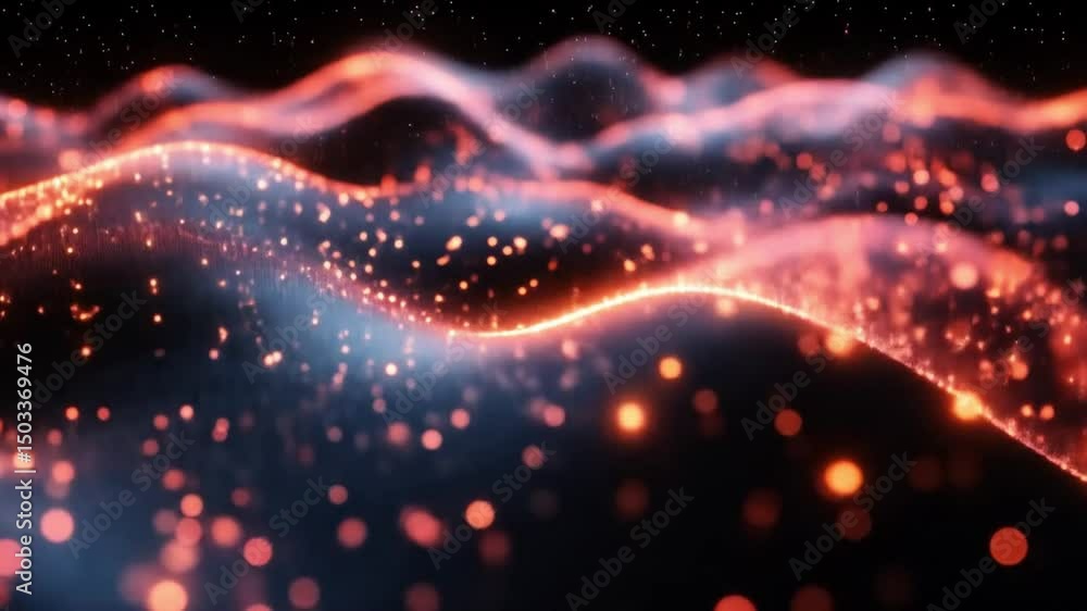 Glowing Particle Wave Landscape. Glowing Particle Wave Landscape.