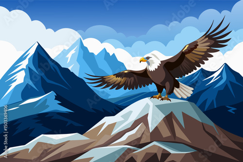 Eagle bird standing on mountain to hunt