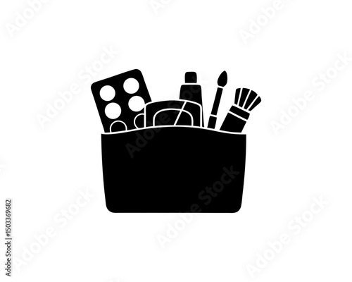 creative details Outline silhouette makeup bag icon sign vector