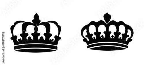 Set Hand drawn crown silhouette