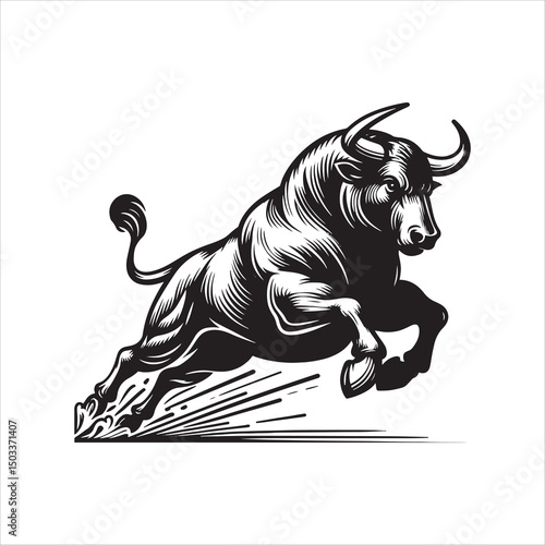 Bull Rodeo Showdown – Cowboy Riding a Bucking Bull in Action