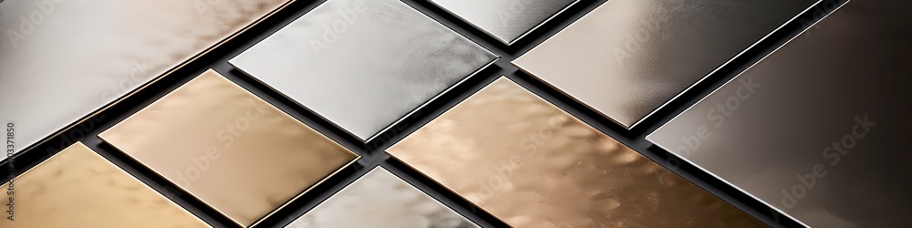 Metallic Geometric Tile Pattern - Modern Interior Design Element - Abstract Shiny Metal Wall Decor with Bronze Silver and Copper Tones Metallic Geometric Tile Pattern - Modern Interior Design Element - Abstract Shiny Metal Wall Decor with Bronze Silver and Copper Tones