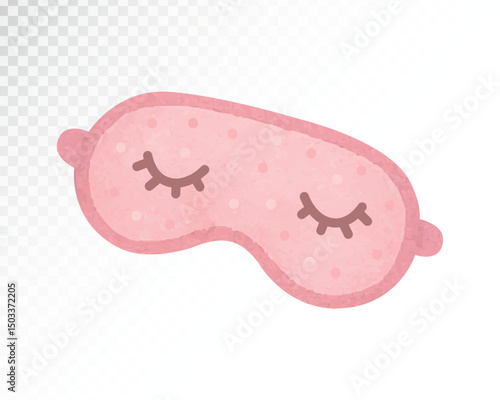Watercolor illustration of a pink sleeping mask with a soft, cute design. Ideal for sleepover themes, baby shower cards, or nursery wall art