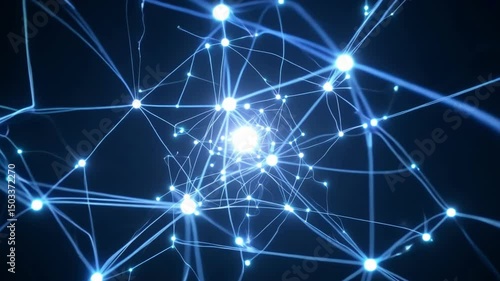 Wallpaper Mural Digital network connections displaying glowing blue nodes and data flow patterns. The visualization shows interconnected points with bright light effects throughout Torontodigital.ca