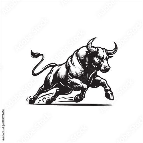 Bull Rodeo Showdown – Cowboy Riding a Bucking Bull in Action