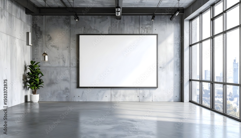 Industrial Loft Frame Wall Blank Urban Mockup Industrial Loft Frame Wall Blank Urban Mockup