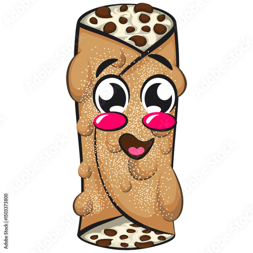 cute cannoli vektor illustration mascot character, work of hand drawn