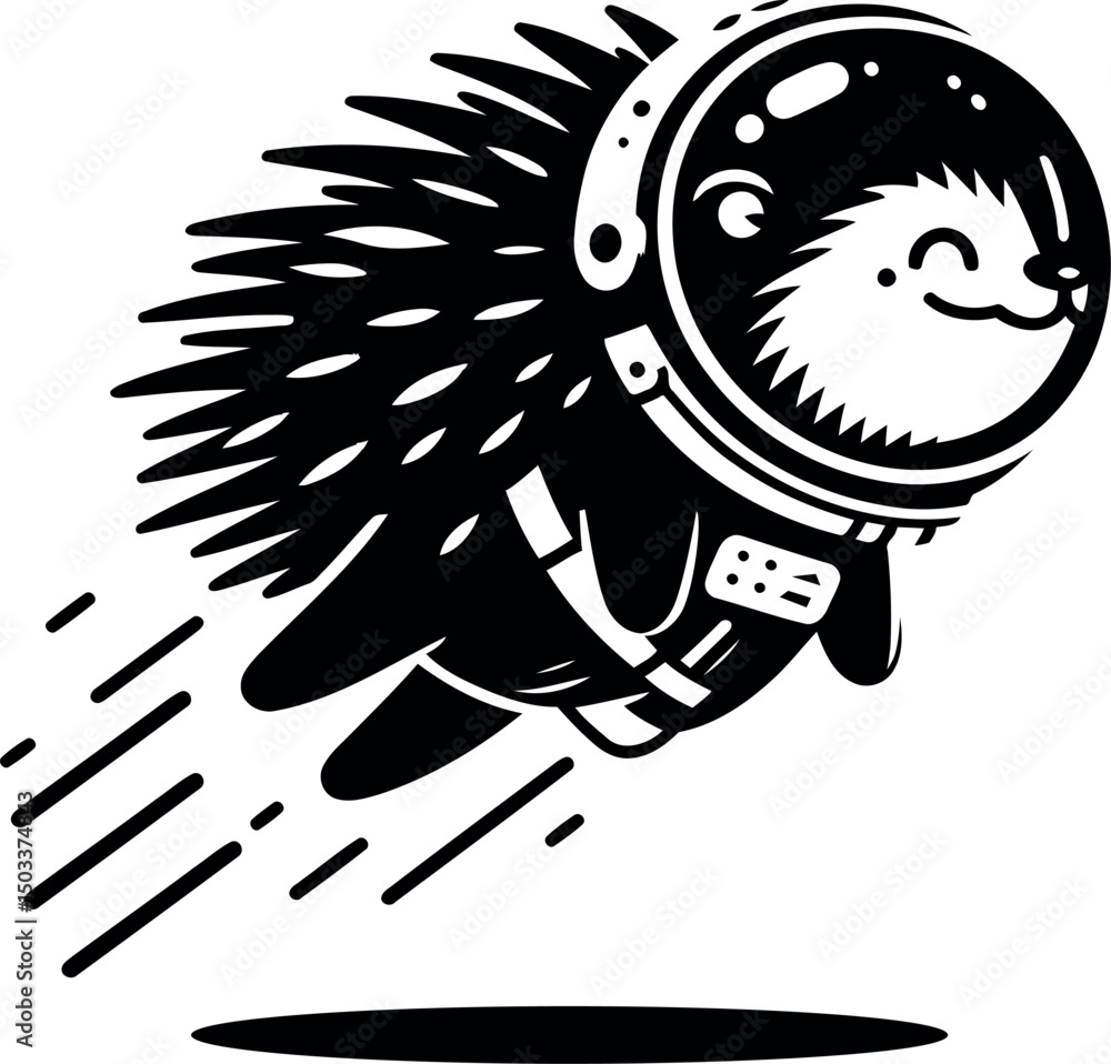 Fototapeta premium Hedgehog Astronaut in Space