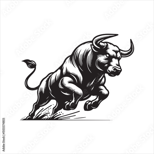 Bull Rodeo Showdown – Cowboy Riding a Bucking Bull in Action