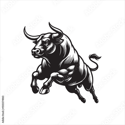 Bull Rodeo Showdown – Cowboy Riding a Bucking Bull in Action