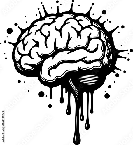 Dripping Brain Illustration vector  design