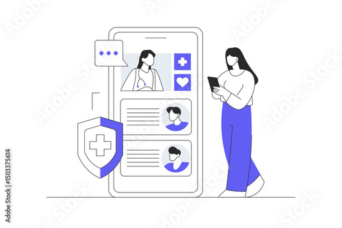 Wallpaper Mural Online medical consultation, telemedicine, medical service for patients, health care by internet with doctor concept. Flat Cartoon Vector Illustration, icon. Stylish abstract design landing page Torontodigital.ca