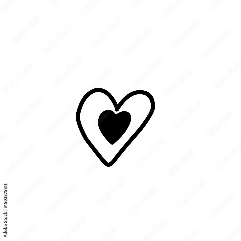 Hand Drawn heart shaped cookie Hand Drawn heart shaped cookie