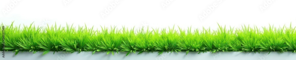 Obraz premium Vibrant green grass patch on pure white backdrop, grass, illustration, isolated