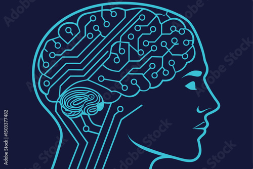 human head silhouette with brain