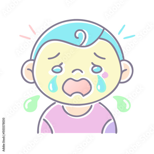 Icon of crying baby with a sad expression 